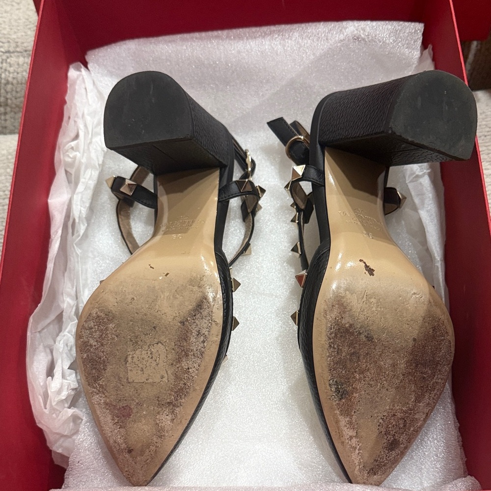 RARE Valentino T strap heel with BLOCK Heel size 36 - Picture 4 of 12